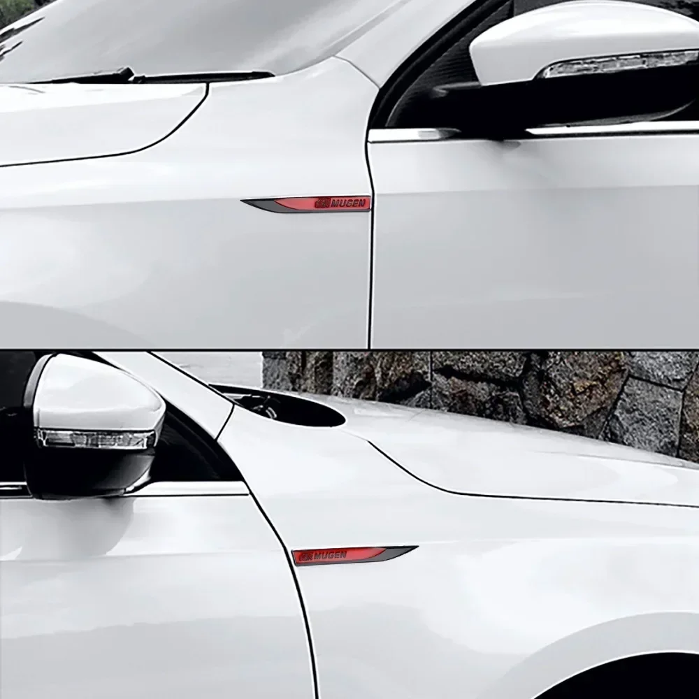 2pcs x Metal Mugen Logo Side Fender Emblem Badge Car Body Sticker Decal for Honda Civic City Jazz Accord Crv Fit Insight