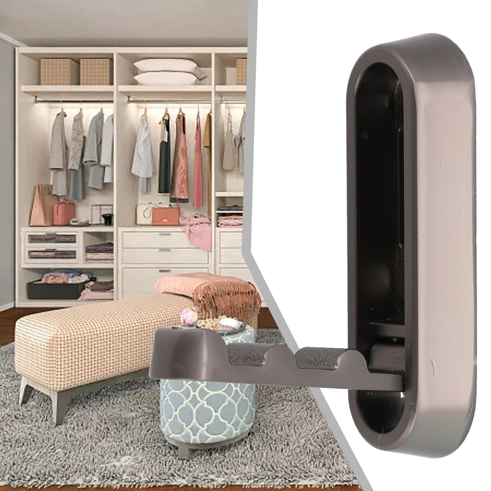 

1pcs Wall Hooks Folding Towel Hanger Wardrobe Door Bathroom Hooks Invisible Clothing Hooks Multi-Purpose Coat Clothes Holder