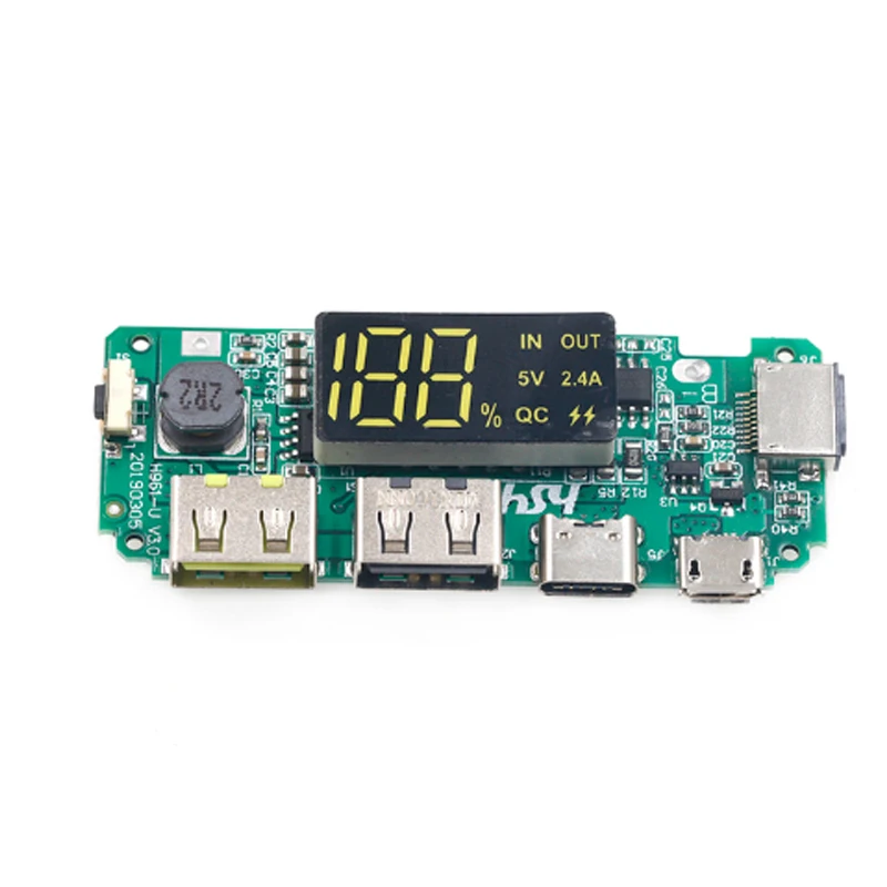 Lithium Battery Charger Board LED Dual USB 5V 2.4A Micro/Type-C USB Mobile Power Bank 18650 Charging Module