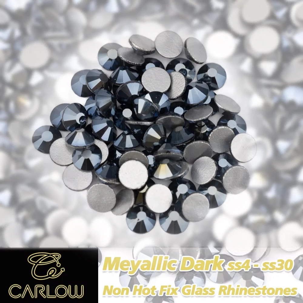CARLOW Metallic Dark AAAAA Hochwertige Strasssteine, Nicht-Heißfix, Kristallglas, Flache Rückseite – Detail 1