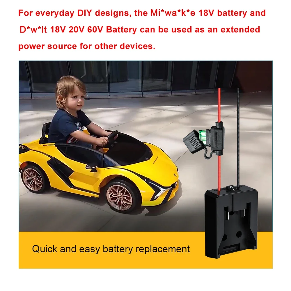 External Battery Adapter Converter Compatible with Dewalt and Milwaukee 18V Battery DIY Power Tool box mod electric accessories