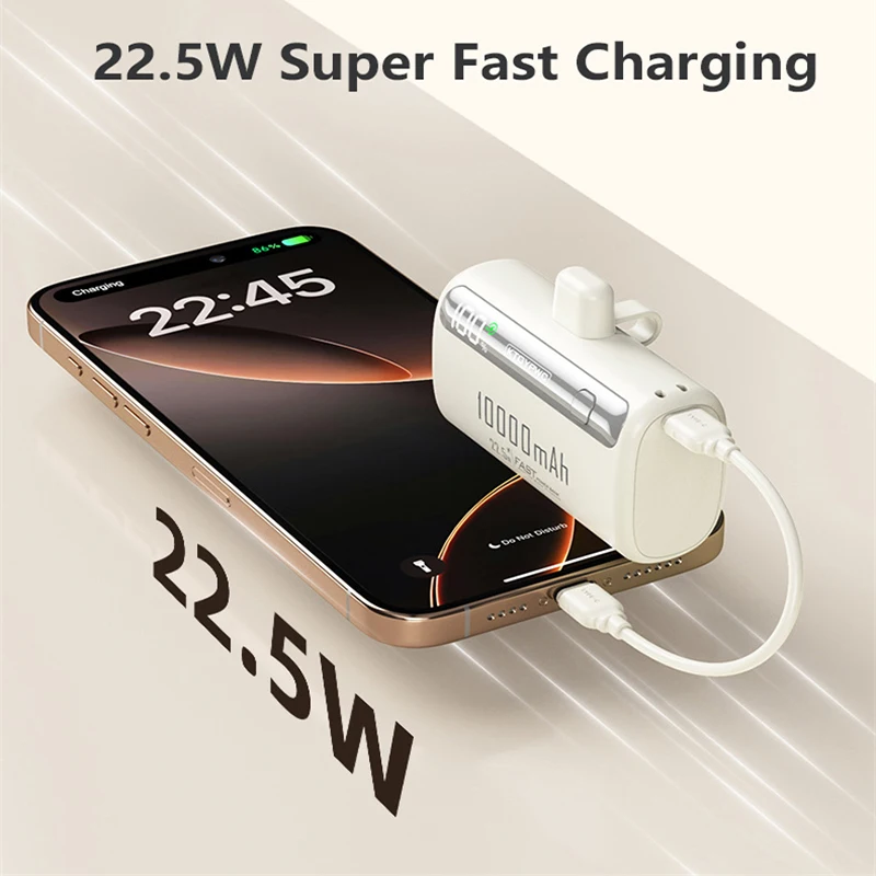 20000mAh Mini Capsule Power Bank External Battery Type C 22.5W Fast Charging Portable Charger for IPhone Xiaomi Samsung Huawei view 4
