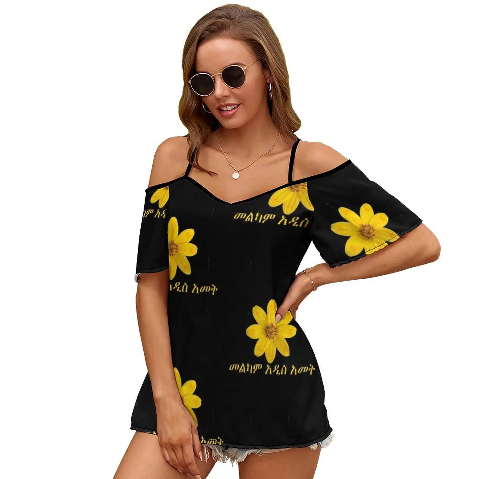 المرأة سنة جديدة سعيدة إثيوبيا إنكوتاتاش 2012 المرأة سستة أنماط مختلفة مطبوعة تي شيرت بلايز كامل تي شيرت مطبوع سنة جديدة سعيدة