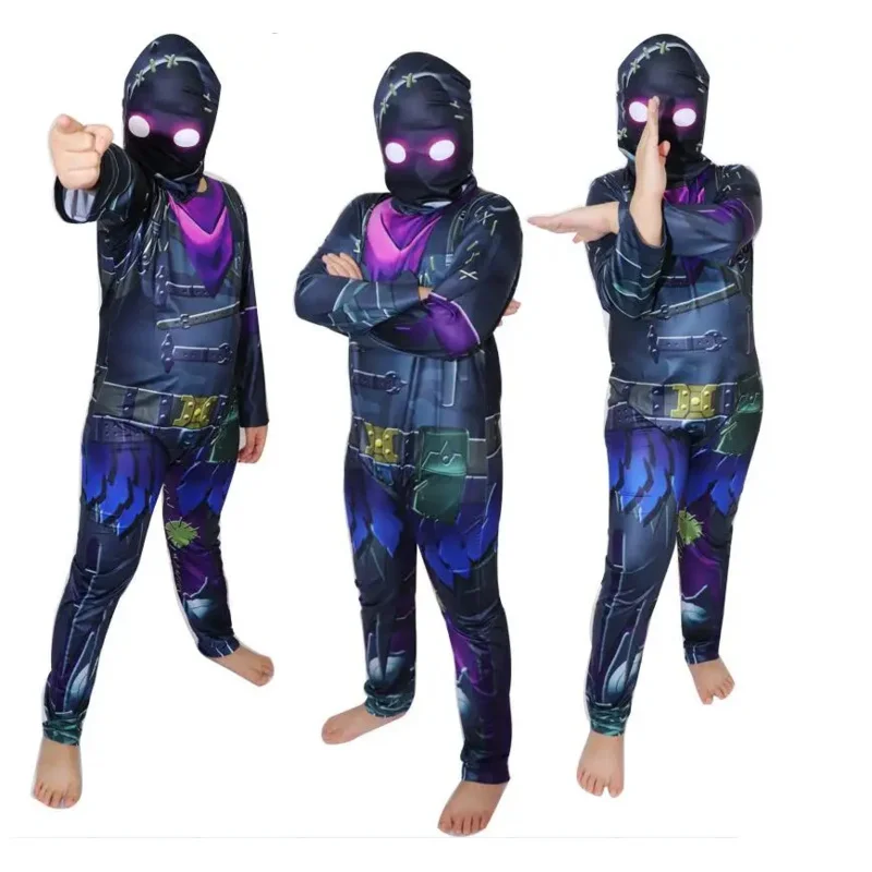 Meninos Personagem Palhaço Cosplay Roupas, Crianças Skull Trooper, Decoração da Pele, Trajes de Halloween, Ninja Party, Roupas Engraçadas