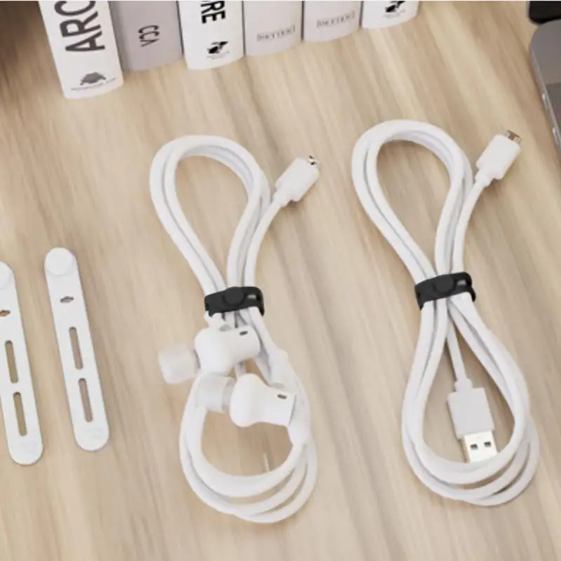 Силиконовые ремешки для кабелей 20 шт., силиконовый органайзер для управления шнуром и кабелем, Многоцелевой эластичный органайзер для шнура, регулируемый кабель