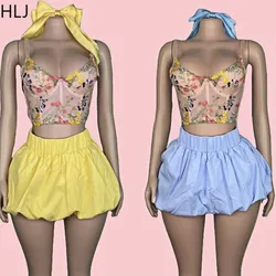 HLJ Sexy Lace Flower Embroidery Tank Top Two Piece Sets Women V Neck Spaghetti Strap Vest And Puffy Mini Skirt Outfit Streetwear