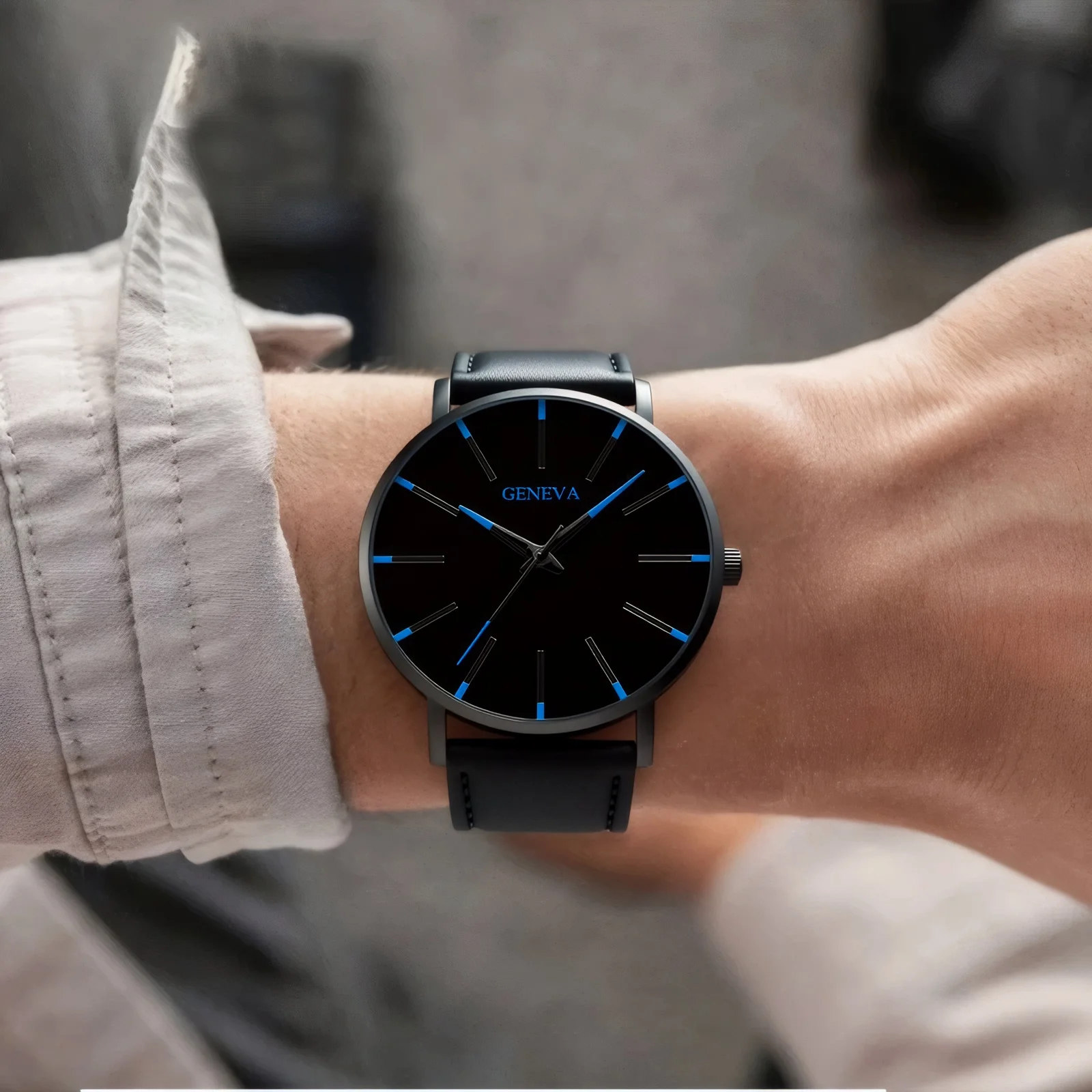 

Модные и модные мужские деловые часы, минималистичные мужские роскошные повседневные кварцевые часы из искусственной кожи, мужские подарки