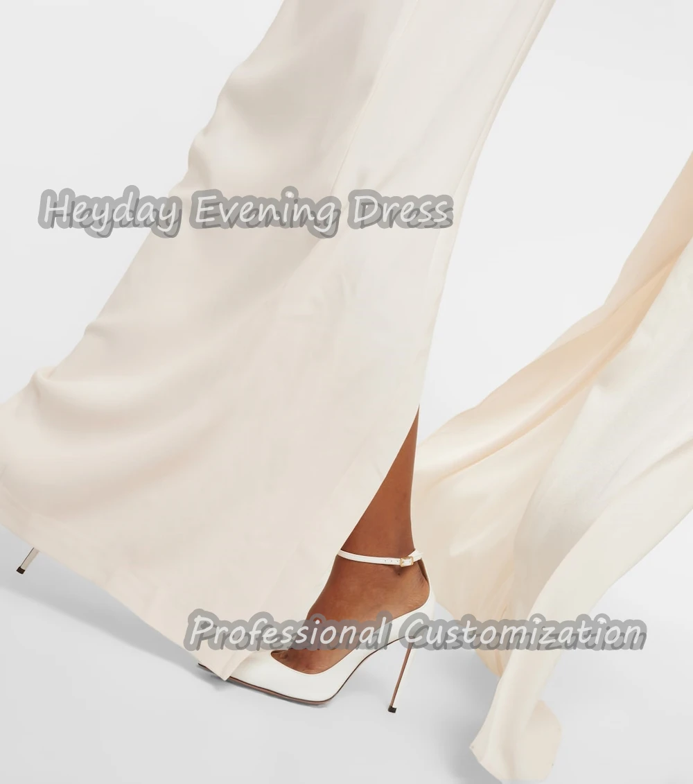 Heyday Scoop Neckline Saudi Arabia Long Sleeves Straight Prom Gown Crepe Floor Length Elegant Evening  Dress For Women 2024