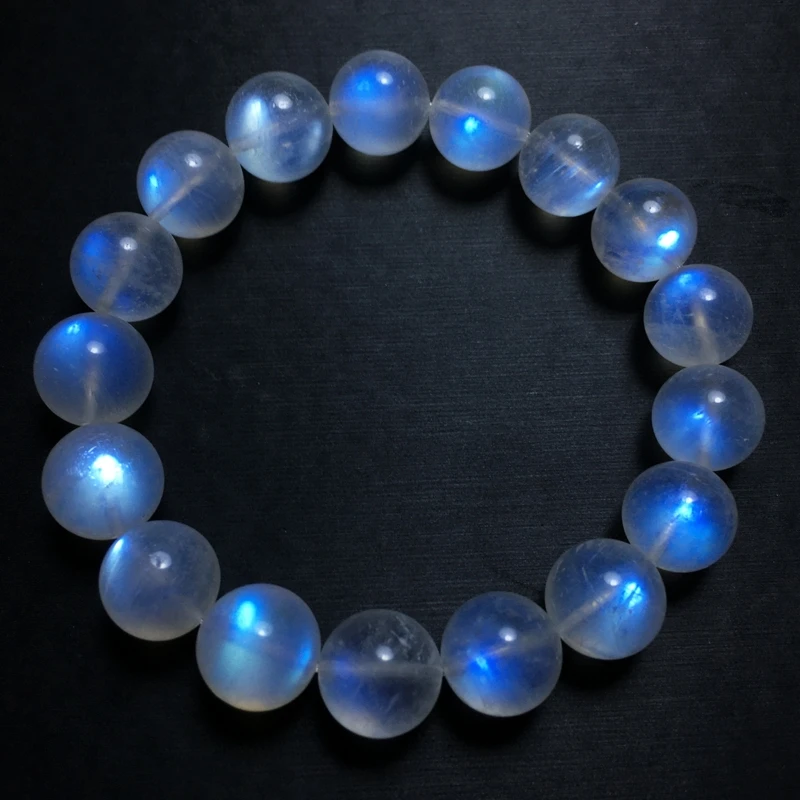 

Natural Blue Light Moonstone Clear Round Beads Bracelet 9mm 10mmm 11mm 12mm Women Men Jewelry Moonstone Beads AAAAA