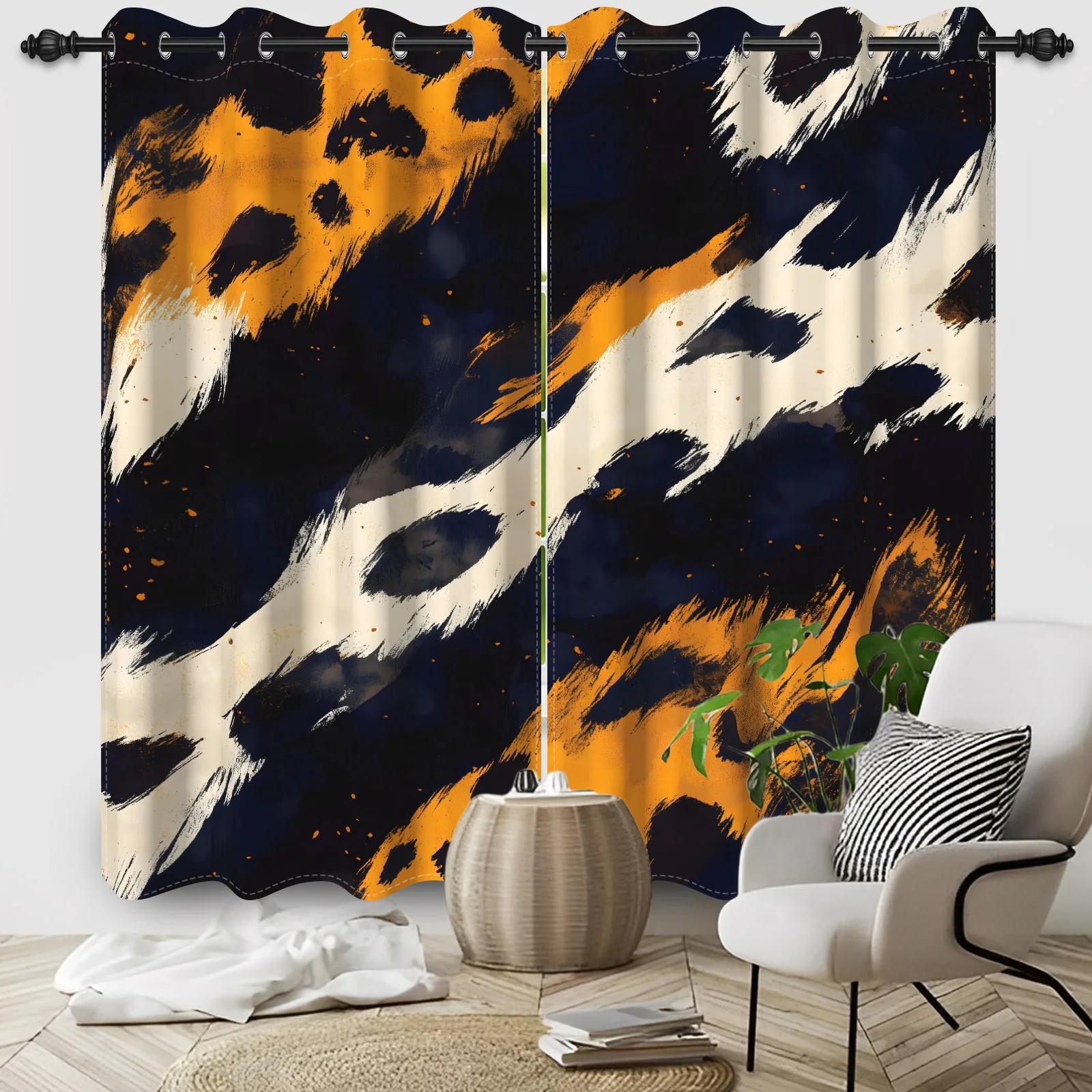 Brown Red Leopard Print Curtains Animal Fur Printed Lightweight Blackout Window Treatments for Girls Bedroom Living Room Decor