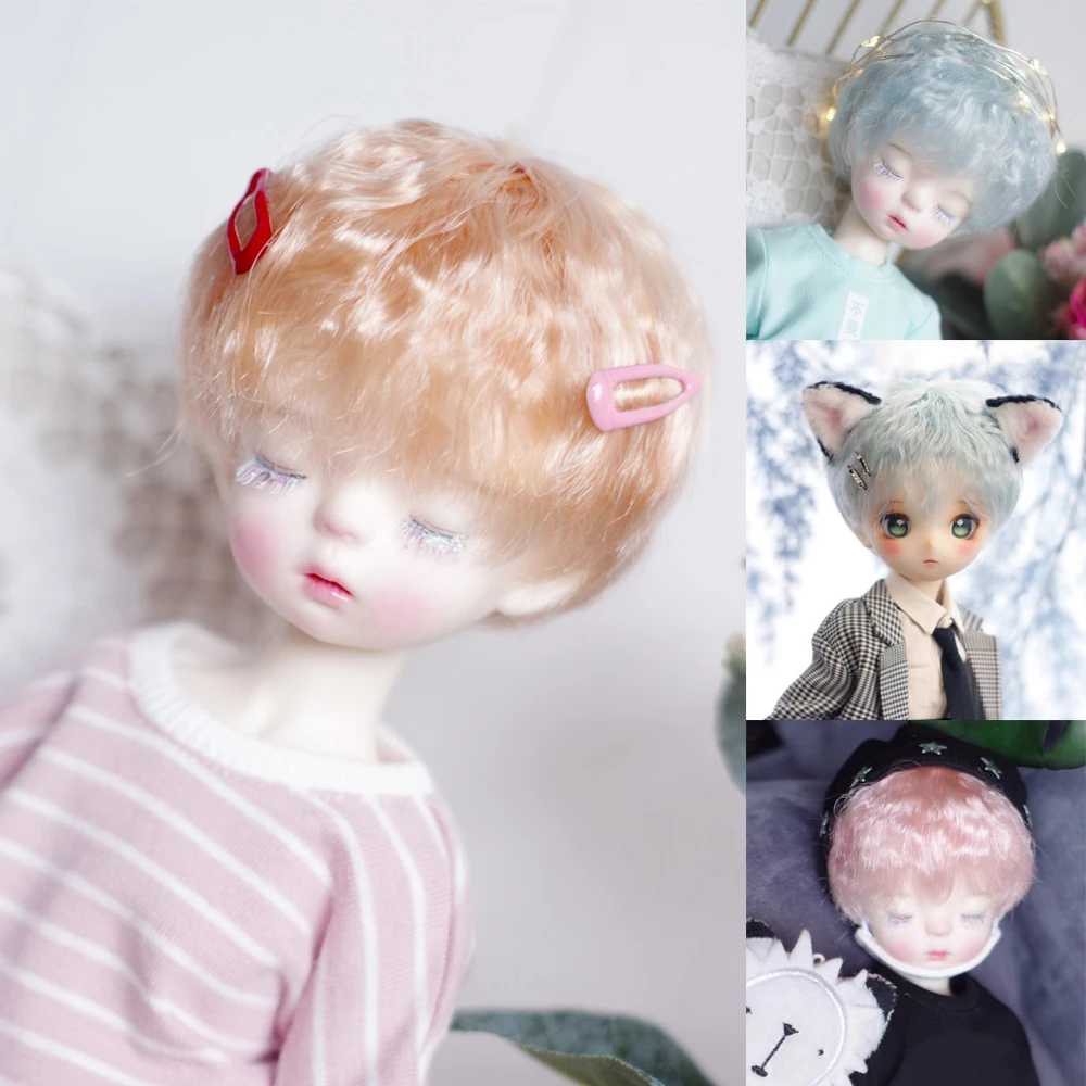 D08-P034 children handmade toy 1/3 1/4 1/6 1/8 doll BJD/SD doll's accessiores flower soft silk broken roll wig 1pcs