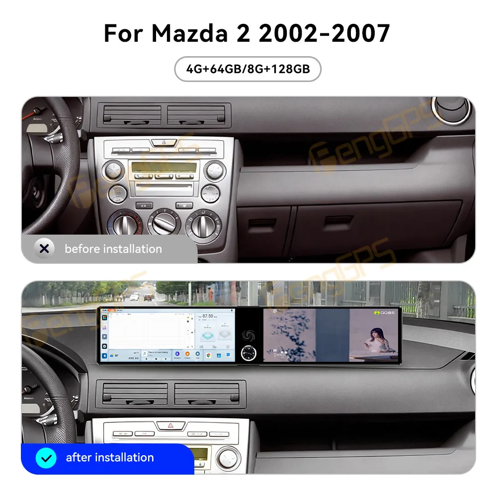 Car Accessories Radio For Mazda 2 2002-2007 Android Auto GPS Navigation Multimedia Stereo Receiver Head Unit Offline Maps