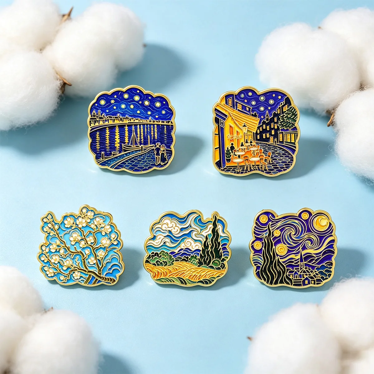 5개 세트 반 고흐 아트 에나멜 핀 세트 별이 빛나는  - Enamel Pin Set 리뷰 및 가격