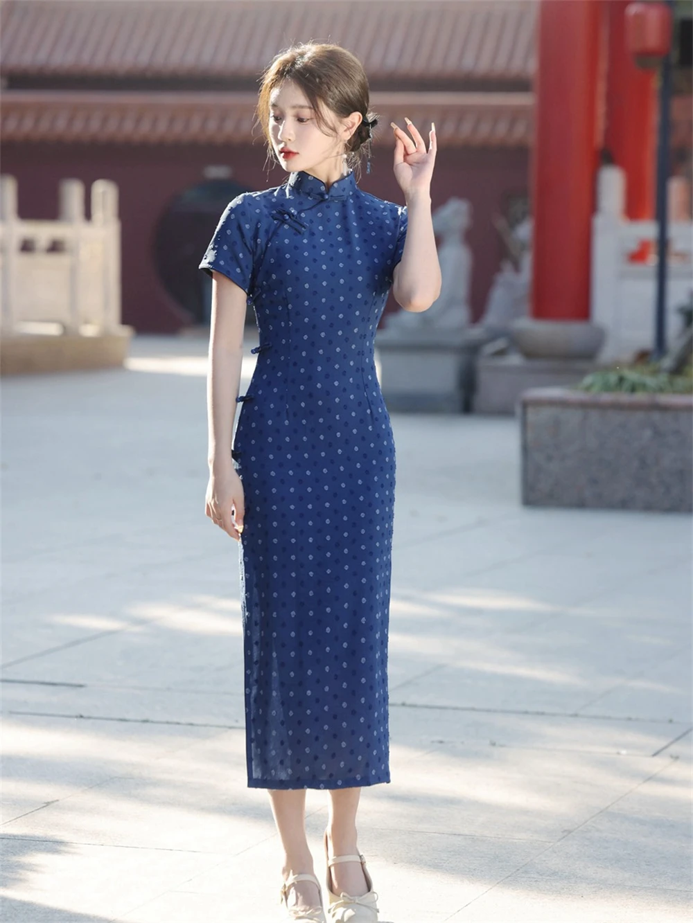 Republic Style Cheongsam Spring New Young Girl Vintage Elegant Party Dress Traditional Chinese Style Improved Short Sleeve Qipao