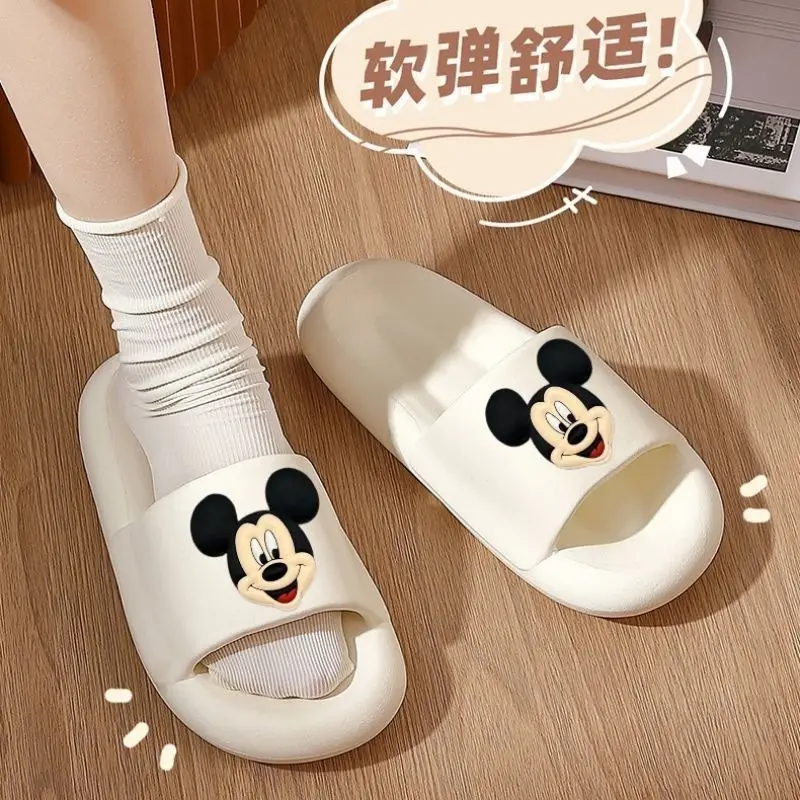 New Disney Kawaii Summer Slippers Home Indoor Home Bathroom Soft Sole Non-Slip Cute Cartoon Anime Mickey Couple Sandals Slippers