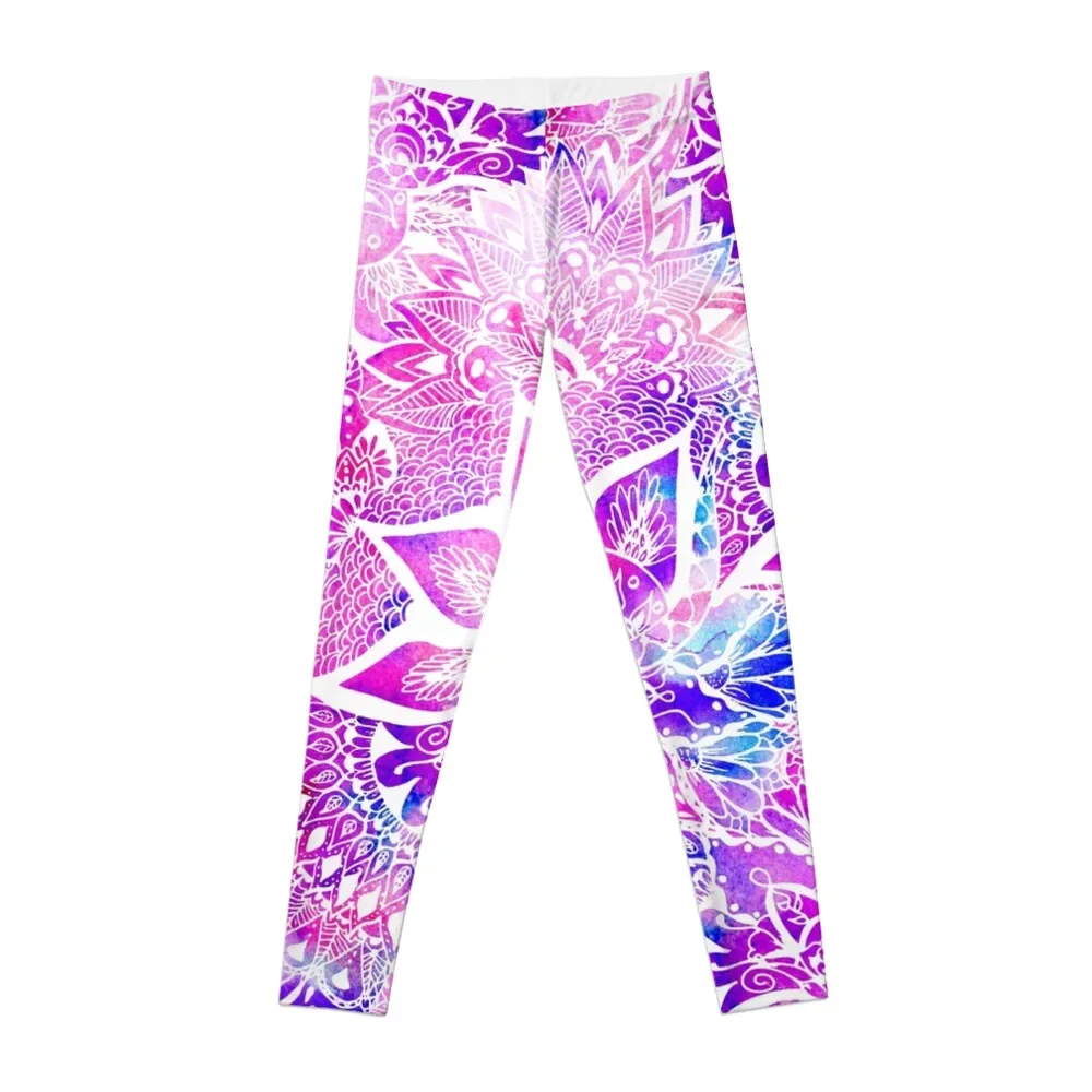 

Purple blue henna boho floral mandala pattern Leggings legging gym Pants sport Women's gym Womens Leggings