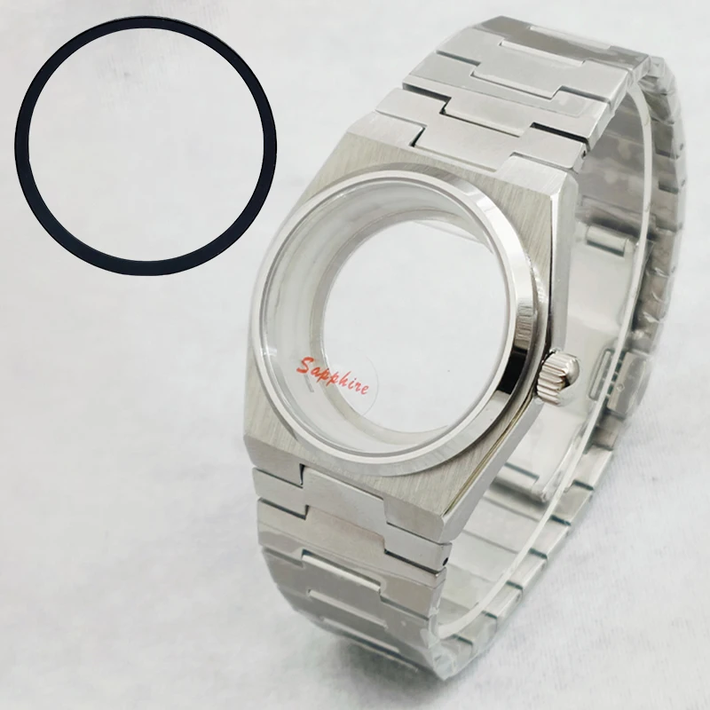 

Mod PRX Super Player 40mm Silver case strap +Sapphire Glass Fit 4R35 4R36 NH35 NH36 7S Movement Watch Case Kit Refitting Replace