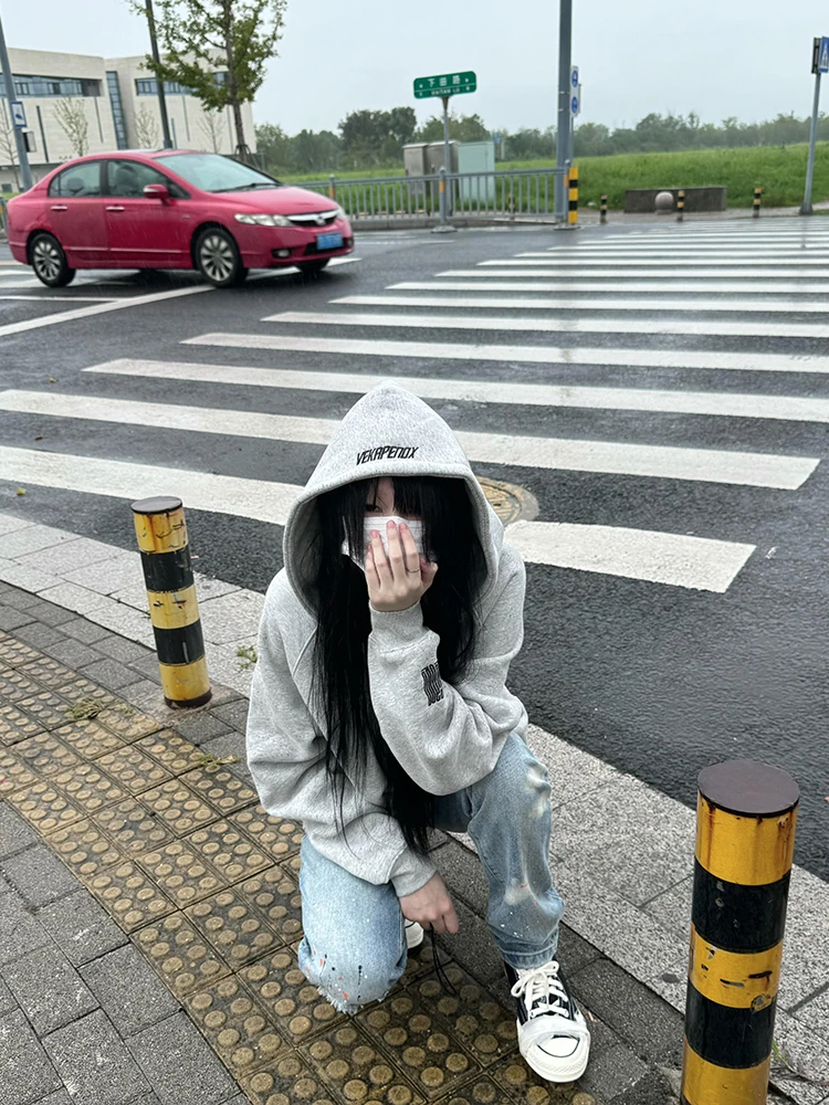 Suda con Capucha Extra ande is para Mujer, Suda con Bordado y Cremallera, Chaqueta Cárdigan Abierta para Parejas,...