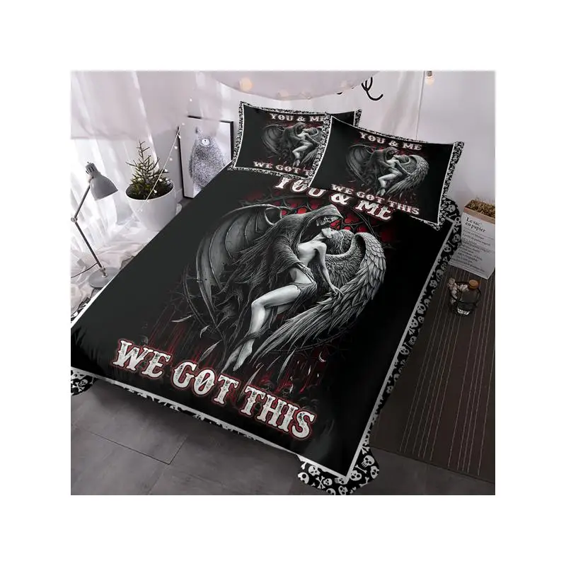

3-Piece Soft Comfortable Death Angel Print Duvet Cover Set for Bedroom and Guest Room - Includes 1 Duvet Cover and 2