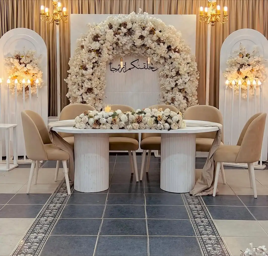 

FSDKX White PVC Backdrop Stand Arch Church Background for Wedding Event Decoration