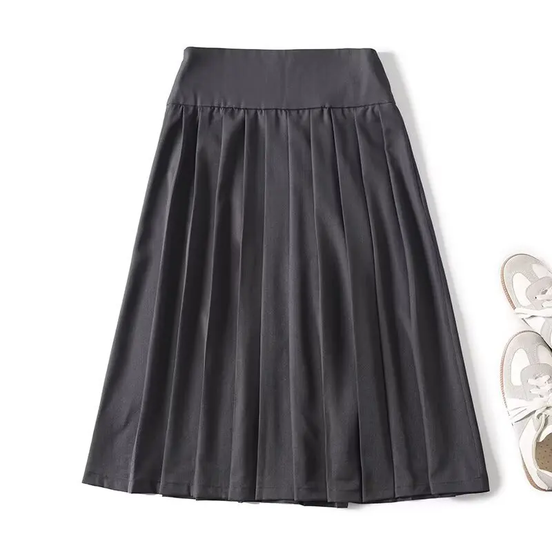 

Jenny&dave 2026 Spring Nordic Minimalist Grey Pleated Skirt French Elegant Women's Commuting And Casual Skirt Midi Skirt Ladies