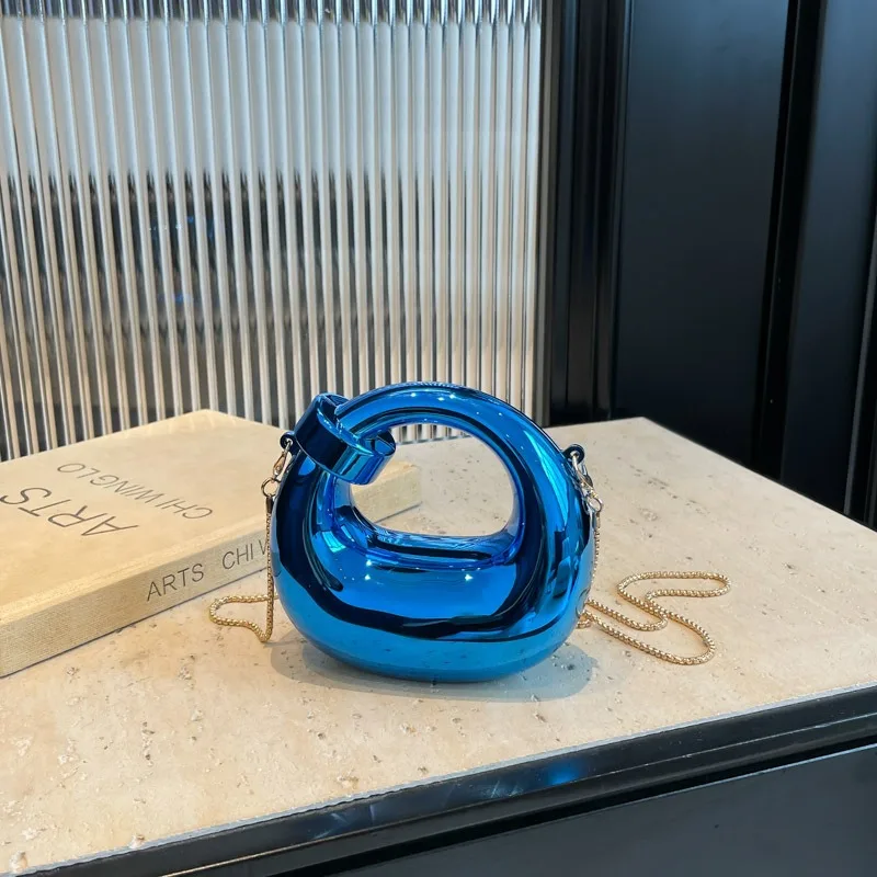 Fashion Crescent Mini-Abendtasche mit Acrylkette für Damen, Schulter- und Umhängetasche