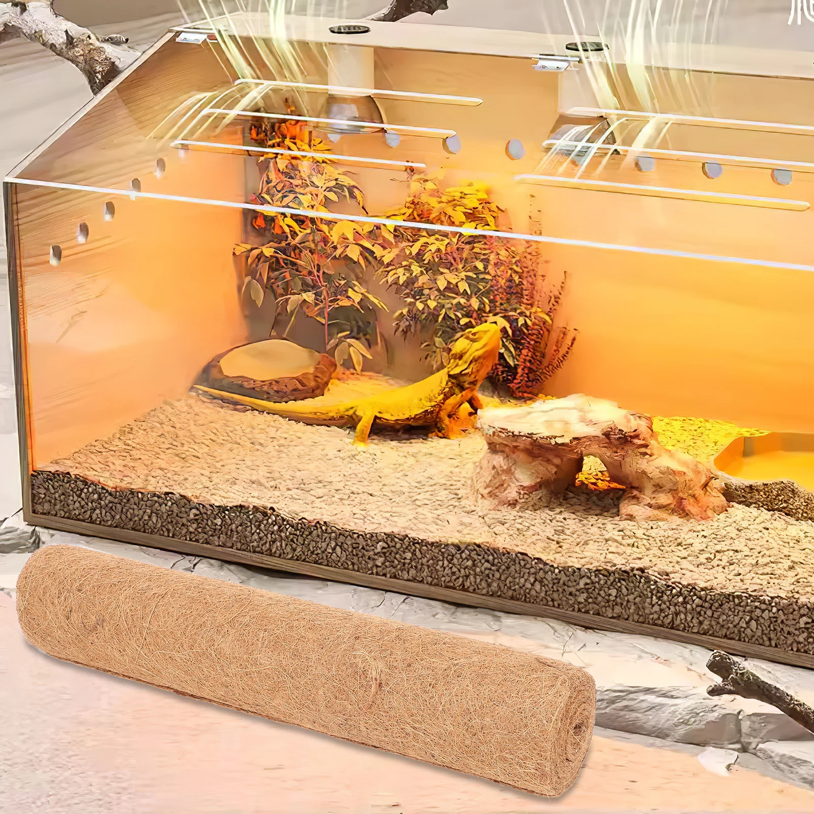 

Coconut Fiber Reptile Carpet Mat Natural Absorbent Substrate for Tortoise Pet Terrarium Bedding Reptile Climbing Carpet Supplies