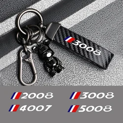 New Car Key Chain Keyring Auto Interiors Accessories Car Carbon Fiber Style Keychain For Peugeot 2008 3008 4007 5008 Accessories
