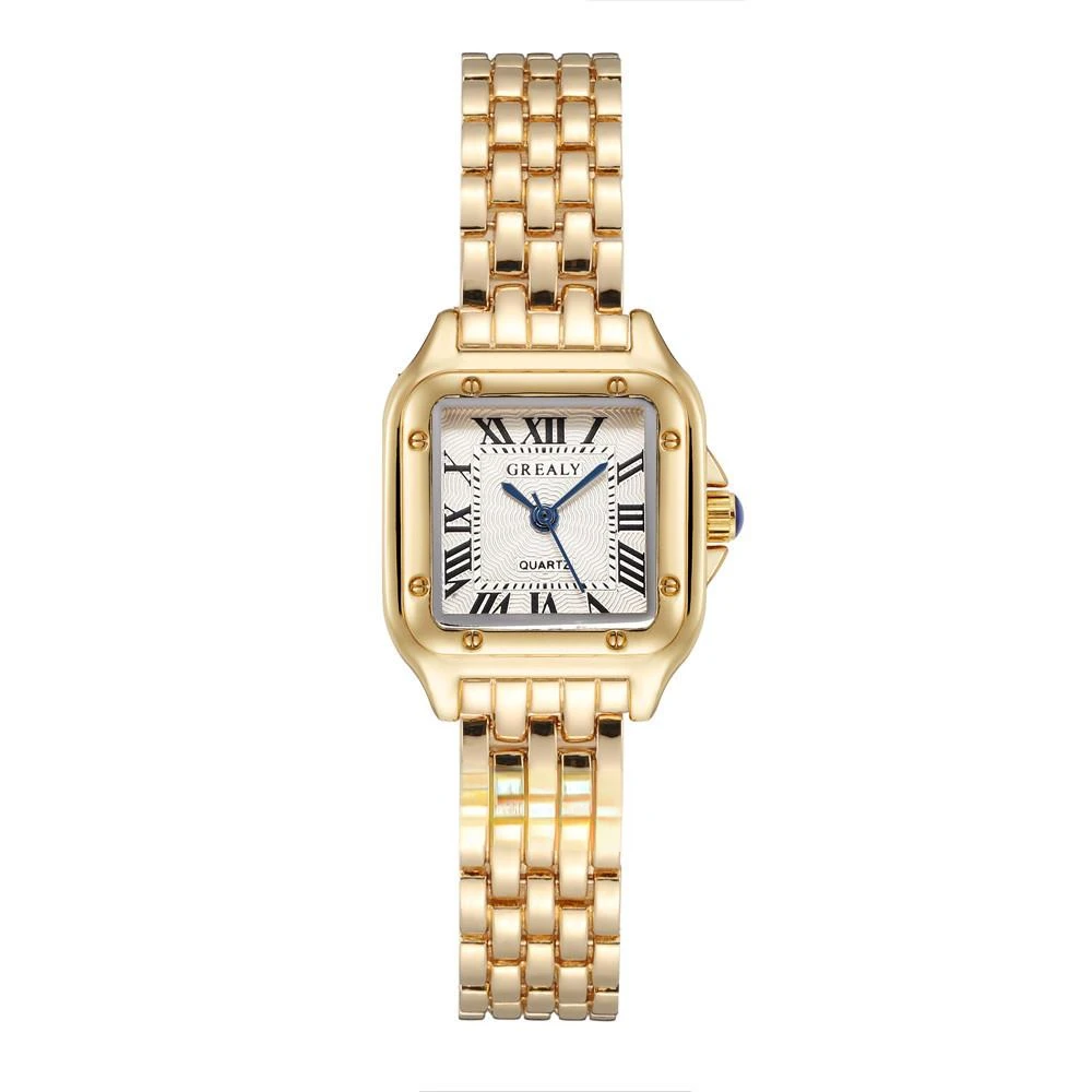 2023 Luxury Women\'s Fashion Square Watches Gold Alloy Strap Ladies Quartz Wristwatches Qualities Female Roman Scale Clock