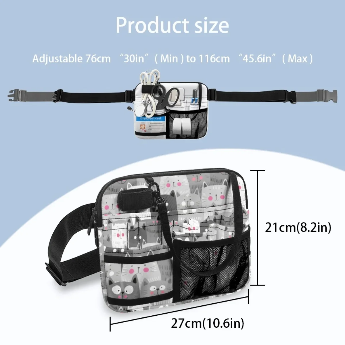 Nurse Pocket Bag Female Cartoon Cat Print Fashion Practical Portable Belts Bag for Stethoscopes Durable Emergency Supplies Gift