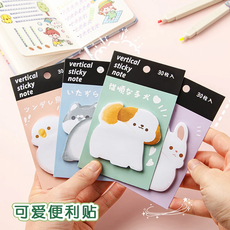 30 pcs of shaped sticky notes wholesale ins Korean cartoon sticky notes creative thickening note book high value N times stick