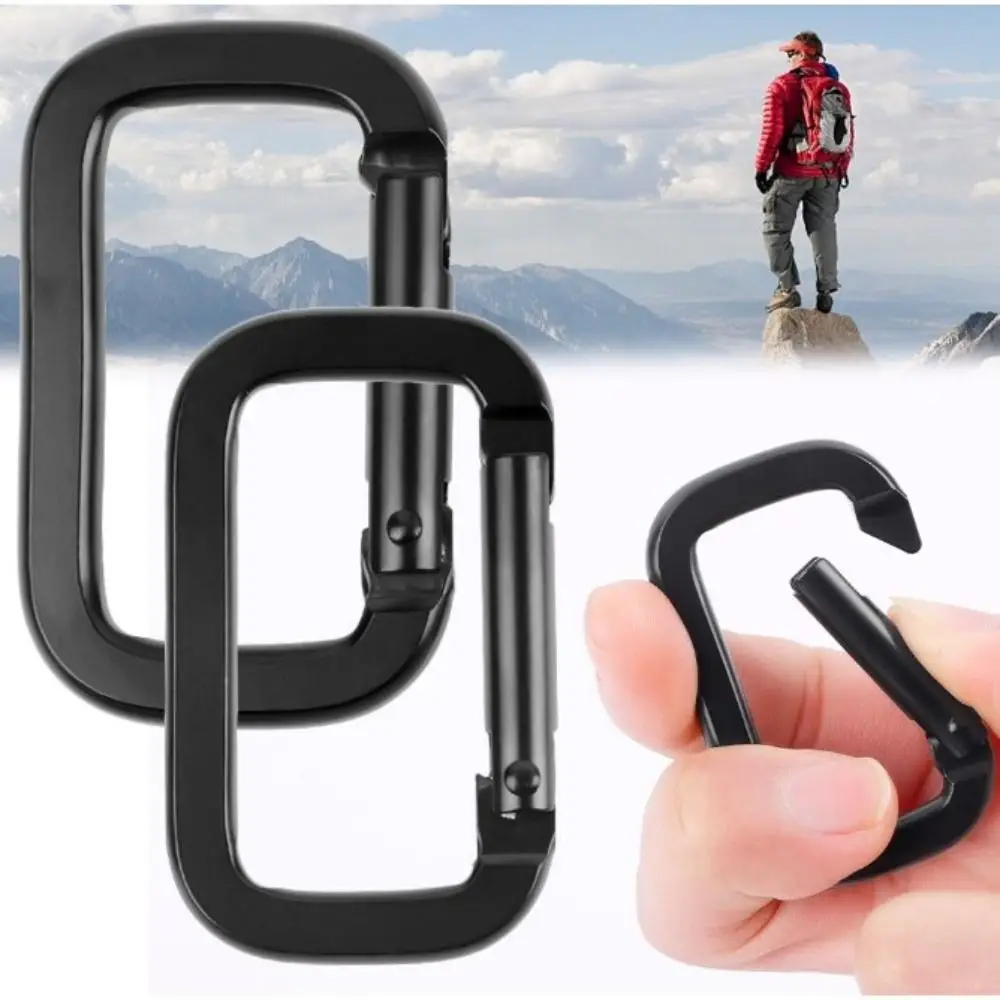 

Durable Aluminium Alloy Aluminium Alloy Carabiner Black Square Backpack Buckle Anti-Theft Outdoor Camping