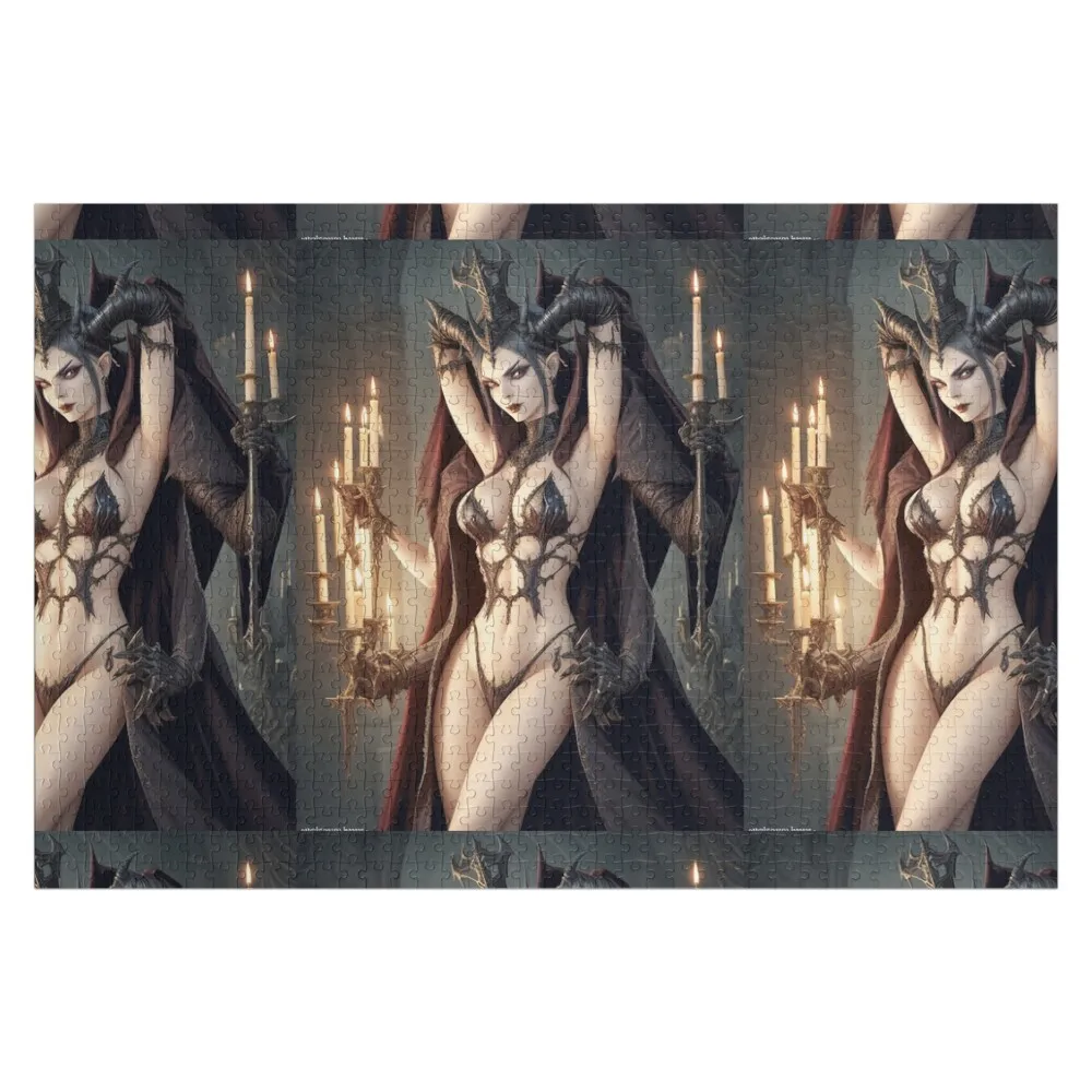 

A beautiful Demon queen in her throne room in fantasy Gothic armor Jigsaw Puzzle Iq Personalized Gift Ideas Puzzle