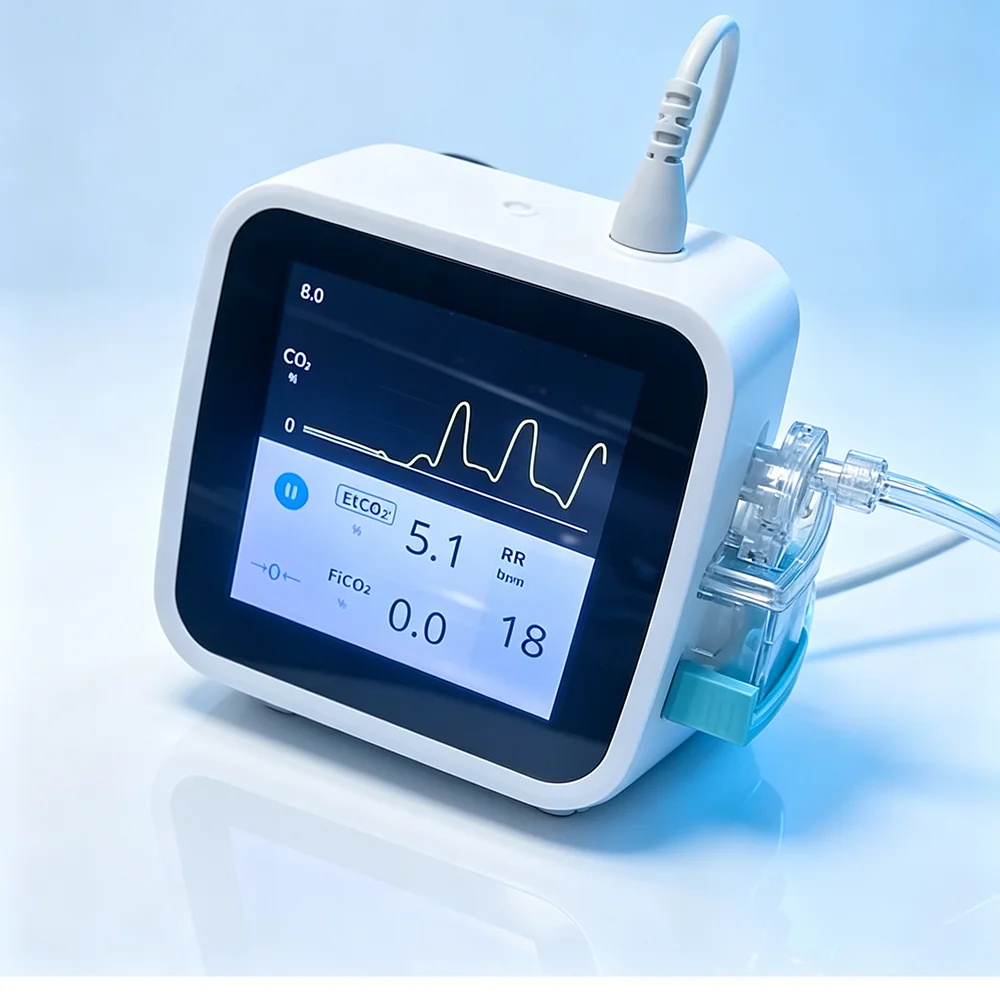 Veterinary CO2 Capnograph Monitor with 5-inch HD Large Screen Real-time ETCO2 Monitoring High Precision & Stability