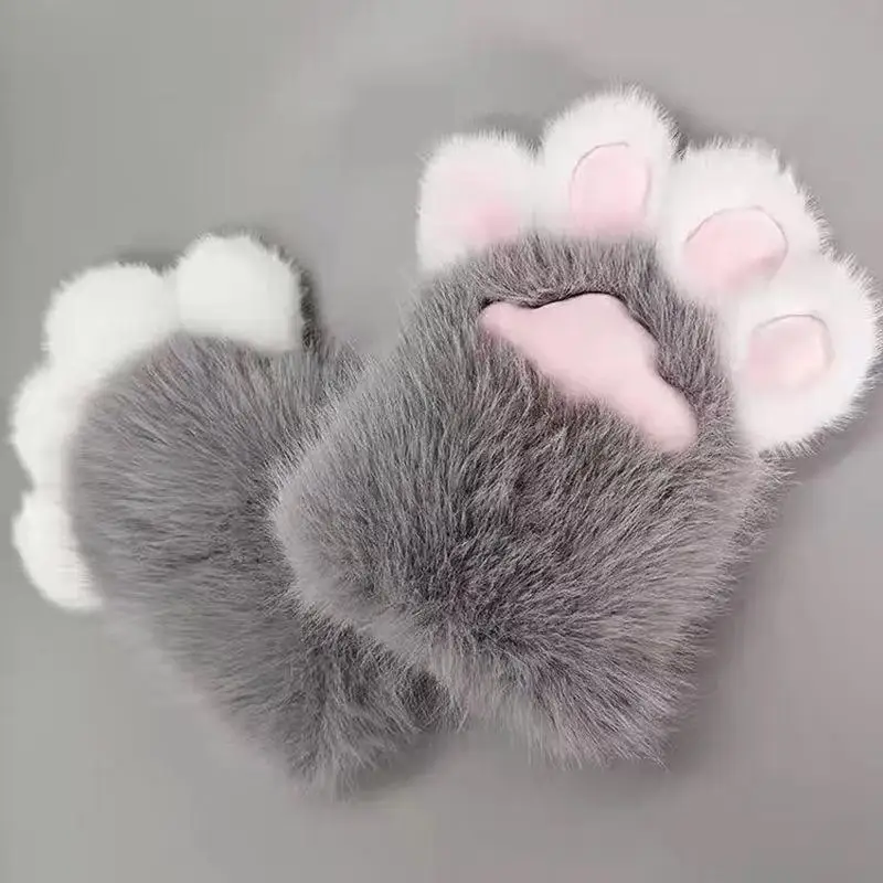 1 Stück Neuer Plüsch-Cosplay-Katzenpfoten-Handschuh, verdickter Cartoon-Katzenkrallen-Quetsch-Handschuh, flauschige Requisiten – Detail 12