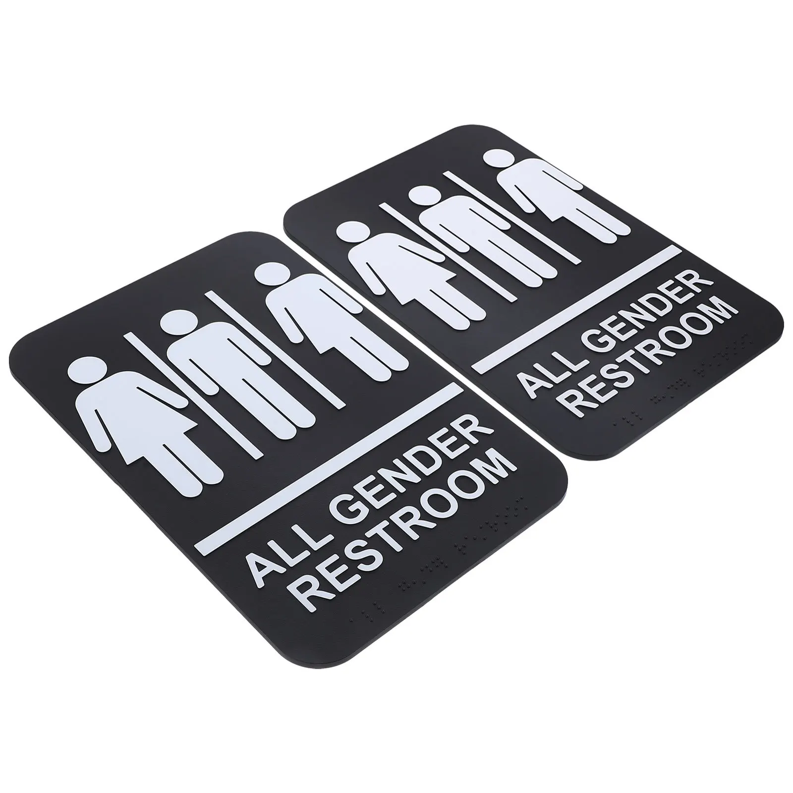 2 pcs Braille Unisex Bathroom All Gender Restroom Sign Adhesive Gender Neutral Toilet Marker For Office Restaurant Public Area