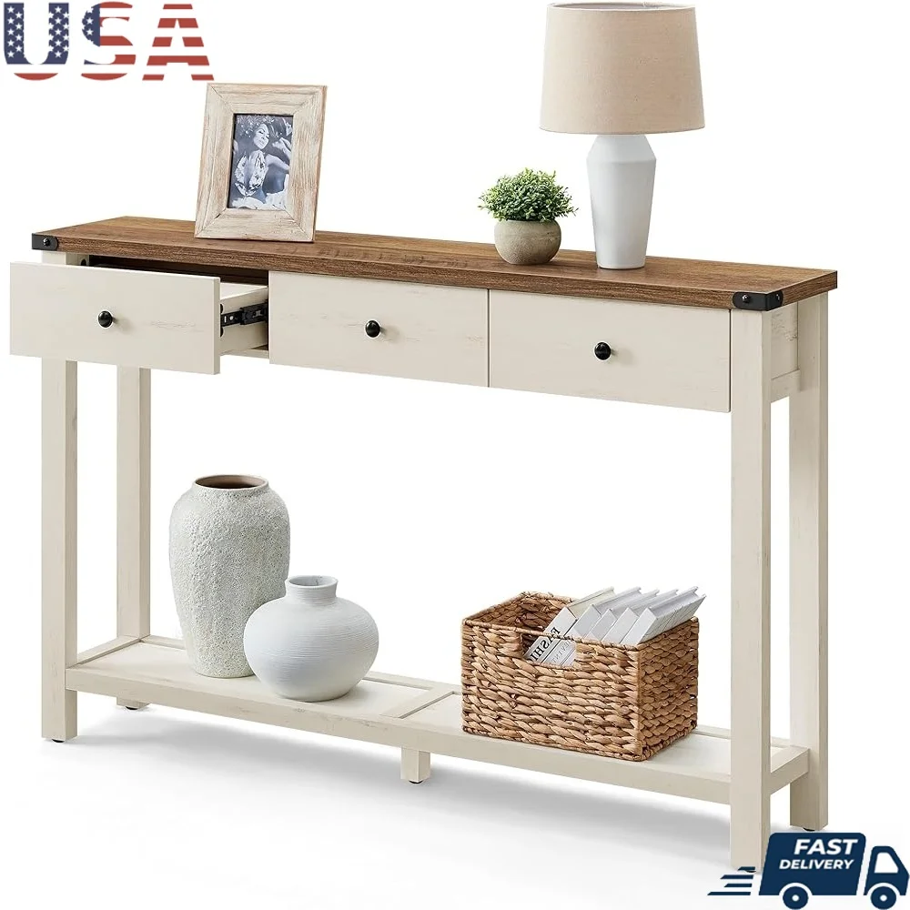 Farmhouse Console Table Narrow Entryway Table with 3 Drawers and Open Shelf: Real-World Performance Tested in a Small Urban Home