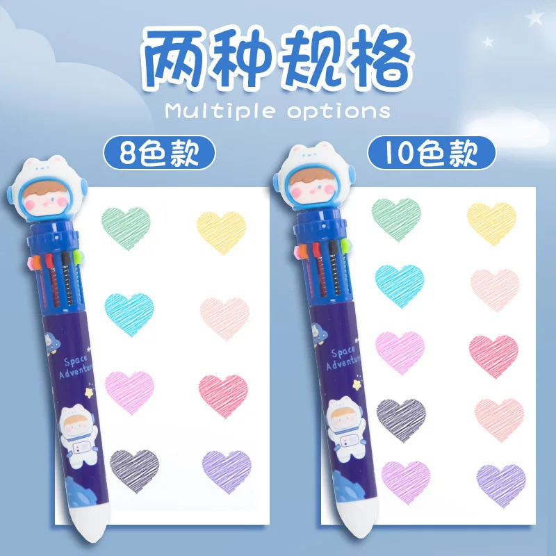8/10 Colors Cute Ballpoint Pen Press Cartoon Multicolor refill 10 In 1 Colors Writing Pen School Office Stationery Supplies