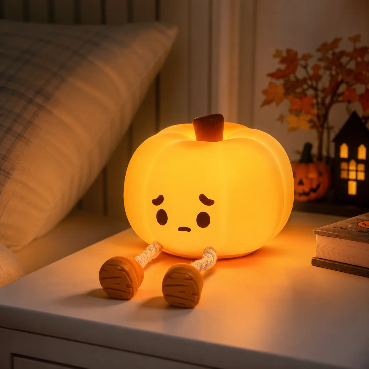 Silicone Pumpkin Night Light LED Tap Lamp Warm Light Halloween Bedroom Desk Decor Kids Gift Party Ornament Atmosphere Lamp