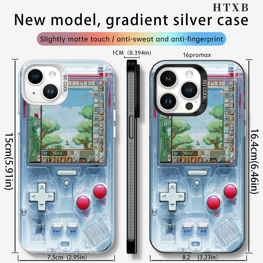 Il mondo pixelato di una console portatile trasparente per iPhone da 17 a 11 Pro Max Plus