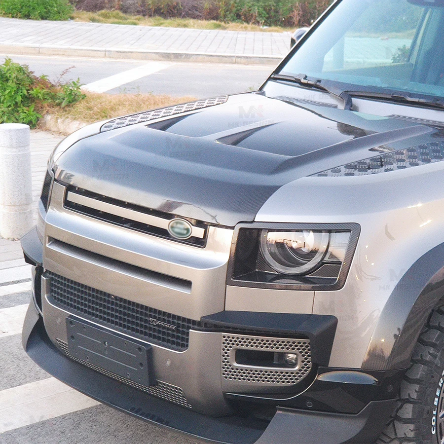 غطاء غطاء محرك السيارة الأمامي من ألياف الكربون لسيارة لاند روفر ديفندر 2020+ غطاء محرك السيارة الأمامي ملحقات السيارة البديلة #5