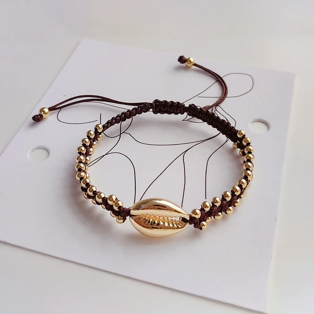 KKBEAD-pulsera trenzada hecha a mano para Mujer, brazalete con cuentas chapadas en oro, accesorios de joyería de diseñador