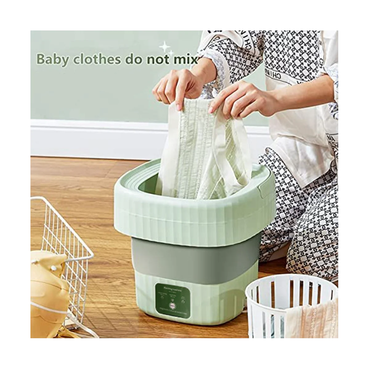 Portable Folding Washing Machine Household Dormitory Small Mini Automatic Cleaning Folding Mini Washing Machine EU Plug