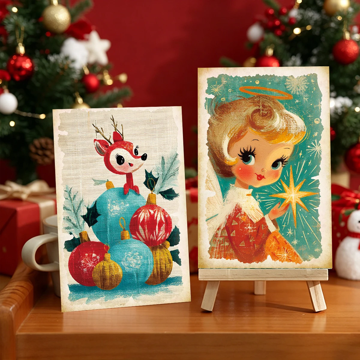 20 Stück nostalgische Weihnachtspostkarten für Heimdekoration, Geschenkanhänger, Partygeschenke, Fotowand-Kunstcollage, Weihnachtsgeschenkverpackungs-Accessoires – Detail 3