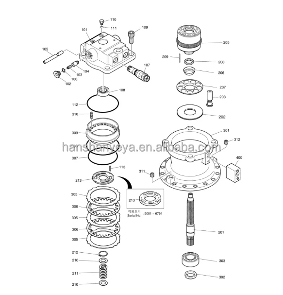 Peças sobressalentes originais para máquinas Doosan Daewoo de alto desempenho DX220LCA K 1045024 170303 -00049 170303 -00049B redução do motor giratório