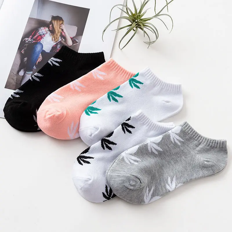 5 paires de chaussettes courtes pour femmes, style coréen, mignon, japonais, cuir chevelu d'érable, érable peu profond, bouche basse, bateau mince