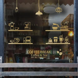 Coffee Shop Sticker Bean Milk tea Decal Cafe Cup Poster Vinyl Art Wall Decor Mural Decoration Break Bread Coffee Glass Decals