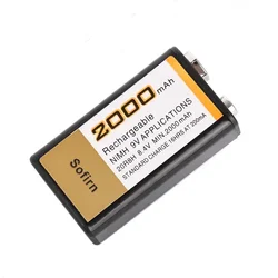 New 9v 2000mAh NiMH rechargeable 9V NiMH battery for wireless microphone toy car remote control