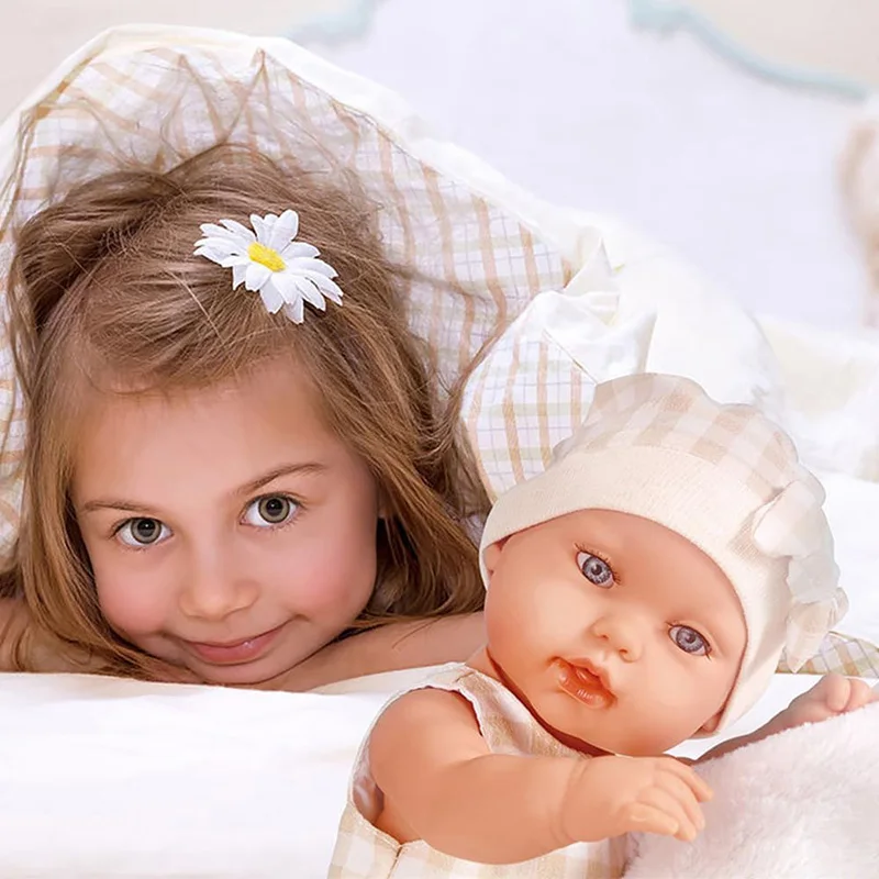 Baby Doll 14Inch/35CM Clothes Cute Rabbit with Sleeping basket Bebe Reborn Doll kids Soothing Newborn Doll For Best Girls Gift