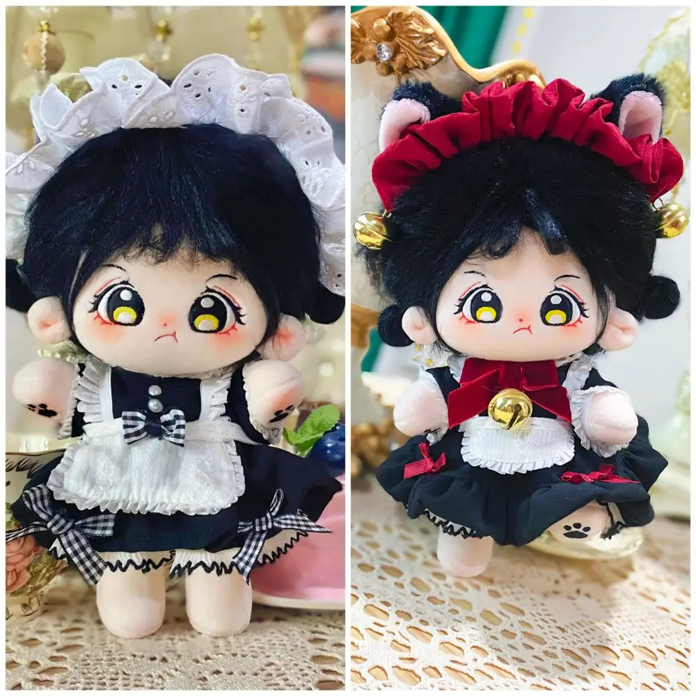 20CM Doll Clothes Lolita Maid Attire Replacement Outfit Doll Headgear Dress Playing House Changing Dressing Game